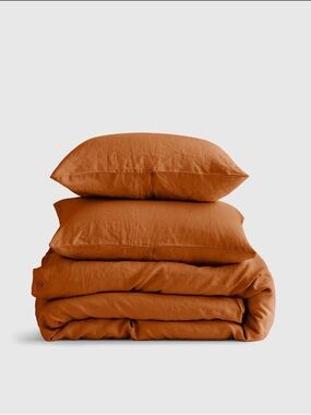 Quince European Linen Terracotta Duvet Cover Set in Queen 1218